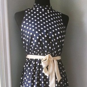 Halter style Blue & White polk a dot dress L